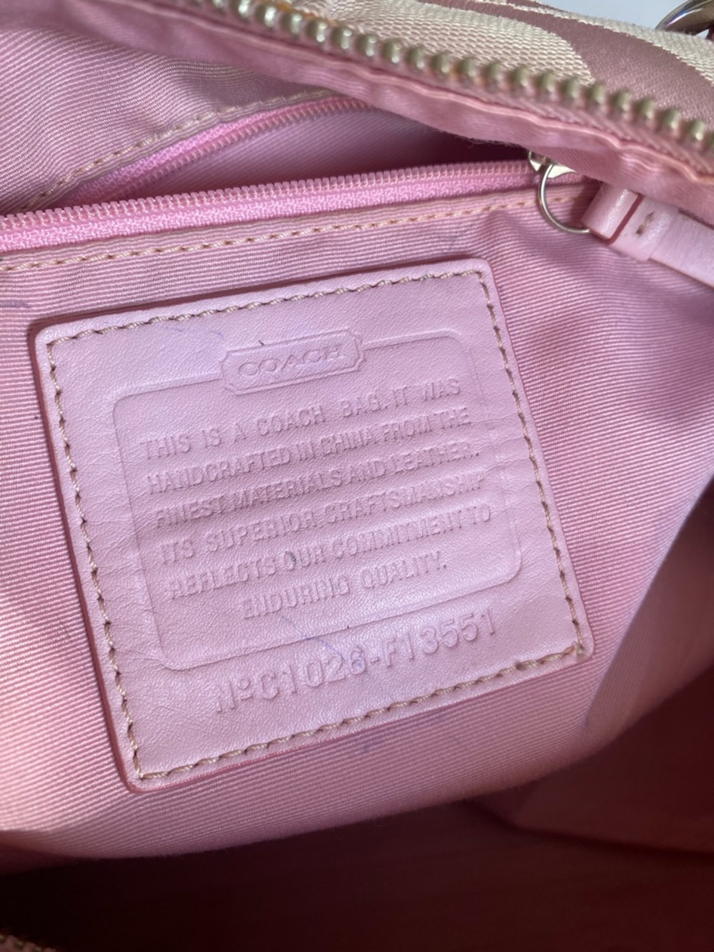 Coach Baby Pink Signature Stripe Canvas Satchel - Picture 5 of 7